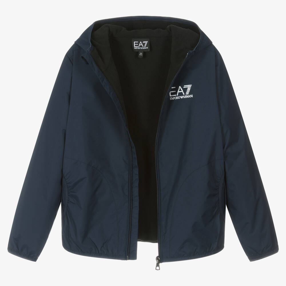 EA7 Emporio Armani Teen Boys Navy Blue Hooded Jacket