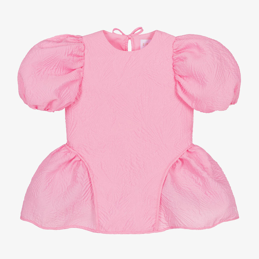 EIRENE - Girls Bright Pink Peplum Blouse | Childrensalon