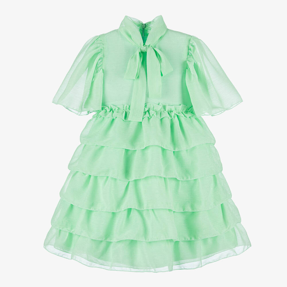 EIRENE - Robe verte scintillante à volants | Childrensalon