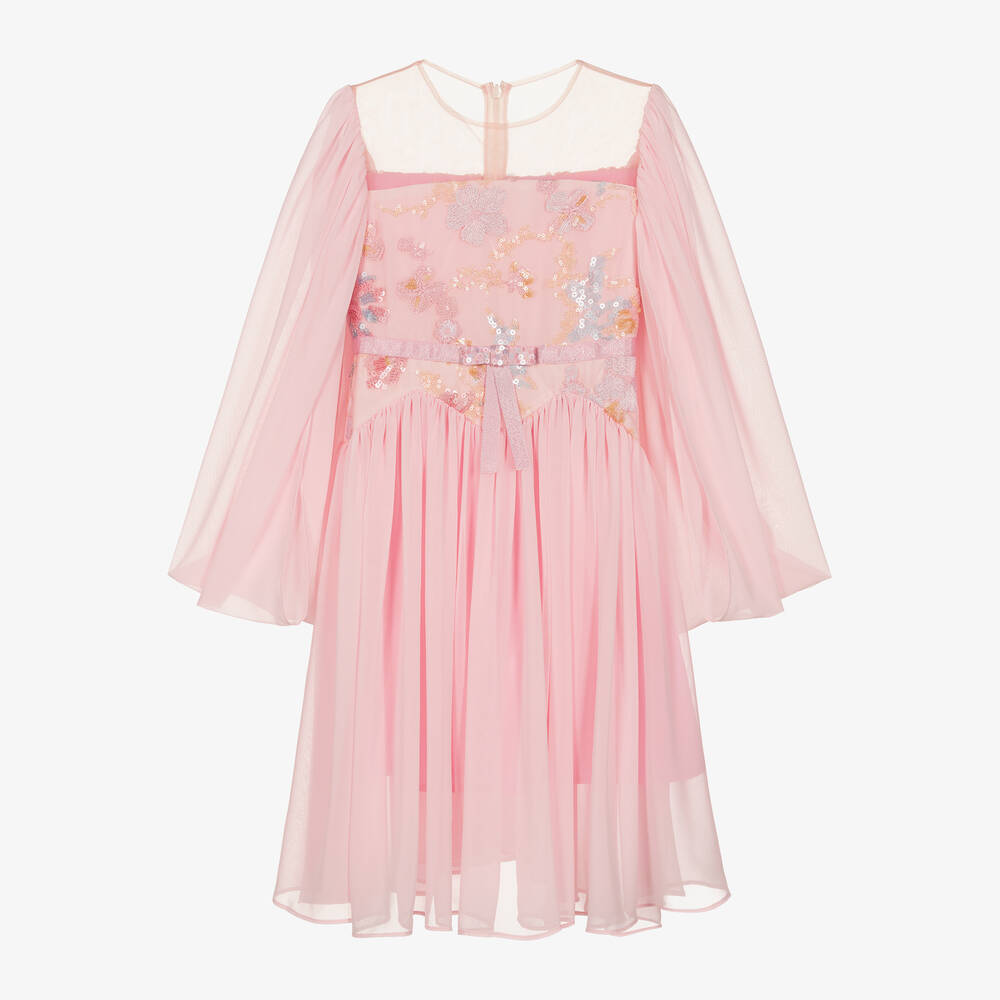 EIRENE - Girls Pink Chiffon Cape Dress | Childrensalon