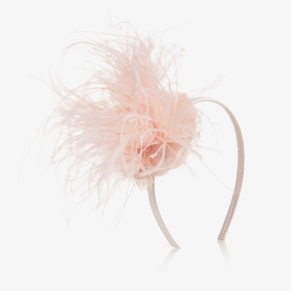 EIRENE - Serre-tête rose à tulle et plumes | Childrensalon