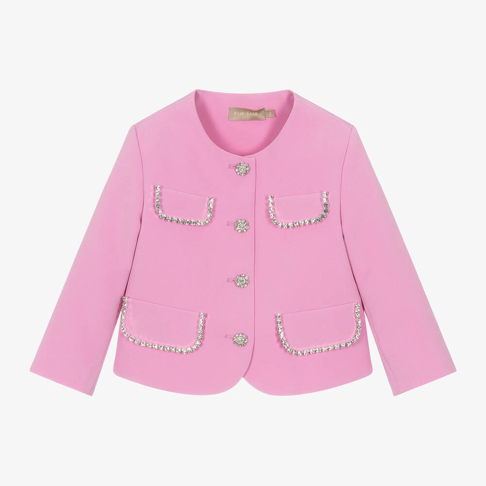 Elie Saab - Veste rose à strass cloutée fille | Childrensalon