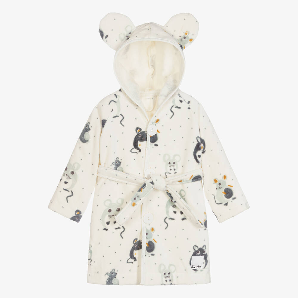 Elodie - Ivory & Grey Mouse Bathrobe | Childrensalon