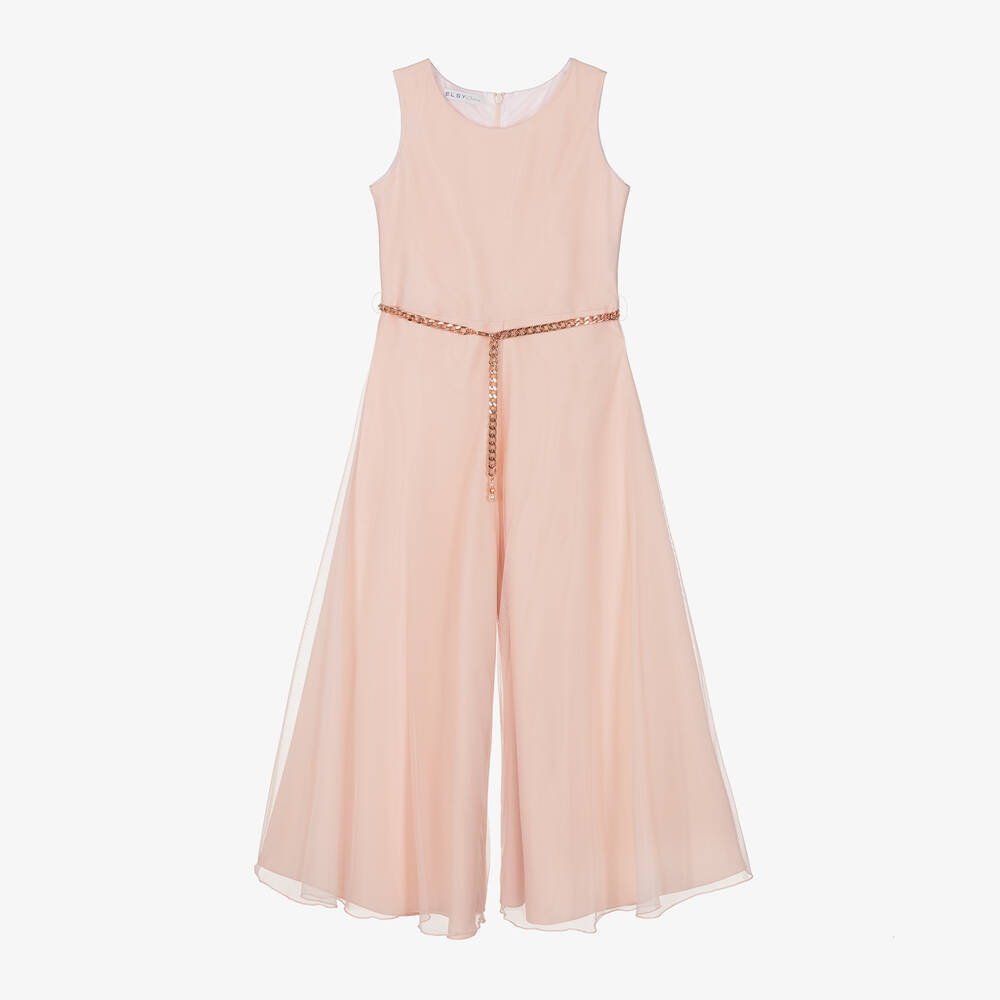 Elsy - Girls Blush Pink Wide Leg Jumpsuit | Childrensalon