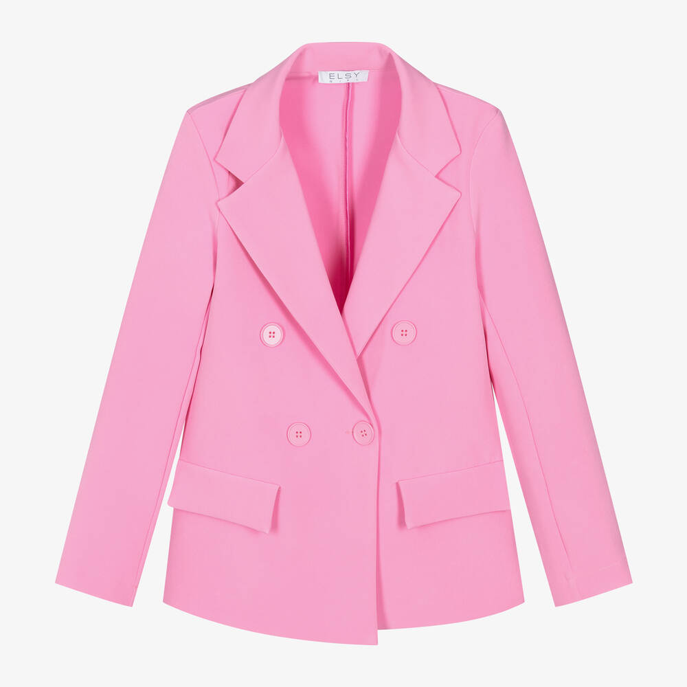 Elsy - Girls Pink Crêpe Blazer | Childrensalon