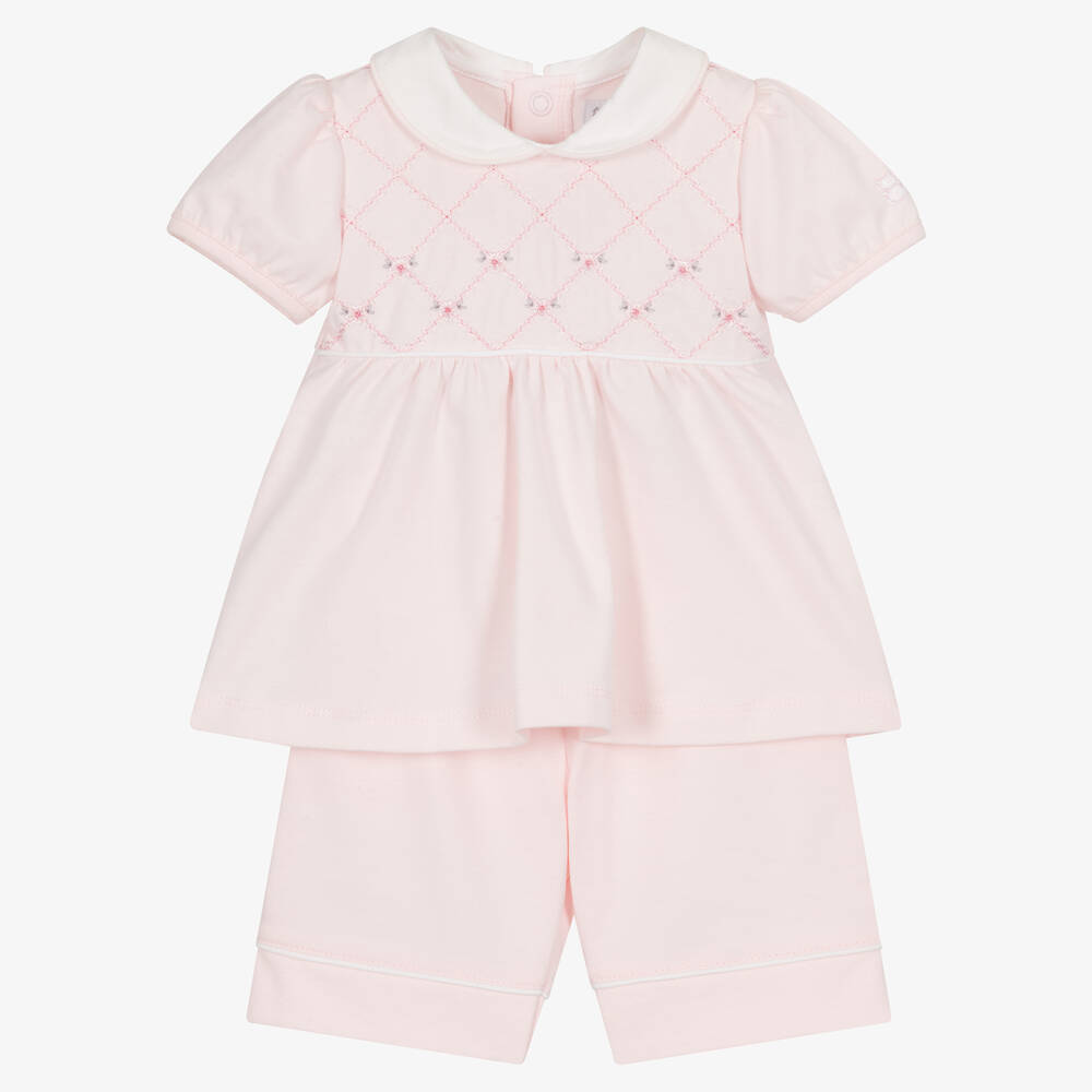 Emile et Rose - Baby Girls Pink Cotton Shorts Set | Childrensalon Outlet