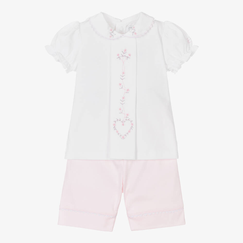 Emile et Rose - Baby Girls Pink Cotton Shorts Set | Childrensalon