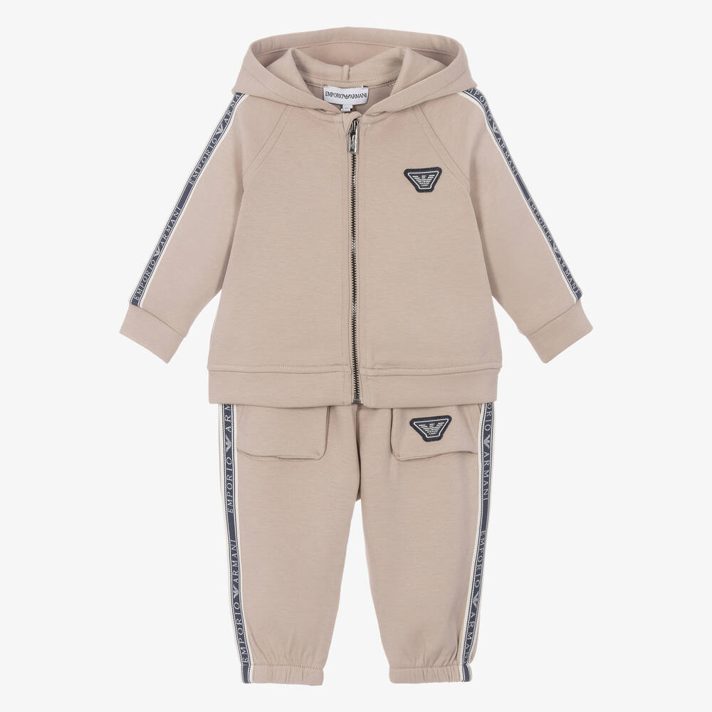 Emporio Armani - Baby Boys Beige Tracksuit | Childrensalon