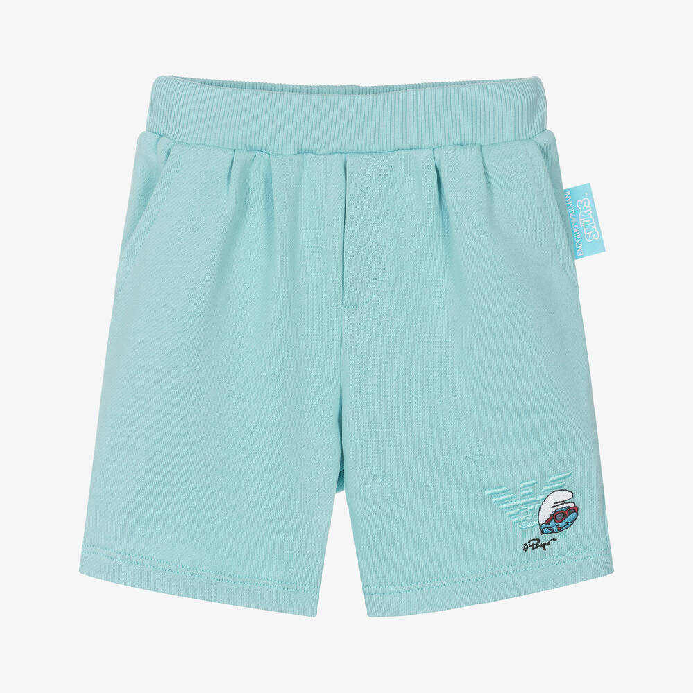 Emporio Armani - Baby Boys Blue Smurfs Cotton Shorts | Childrensalon