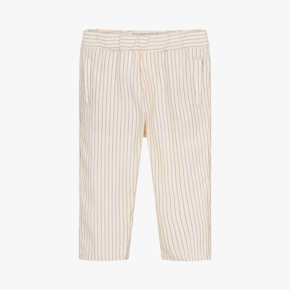 Emporio Armani - Baby Boys Ivory Cotton & Linen Trousers | Childrensalon