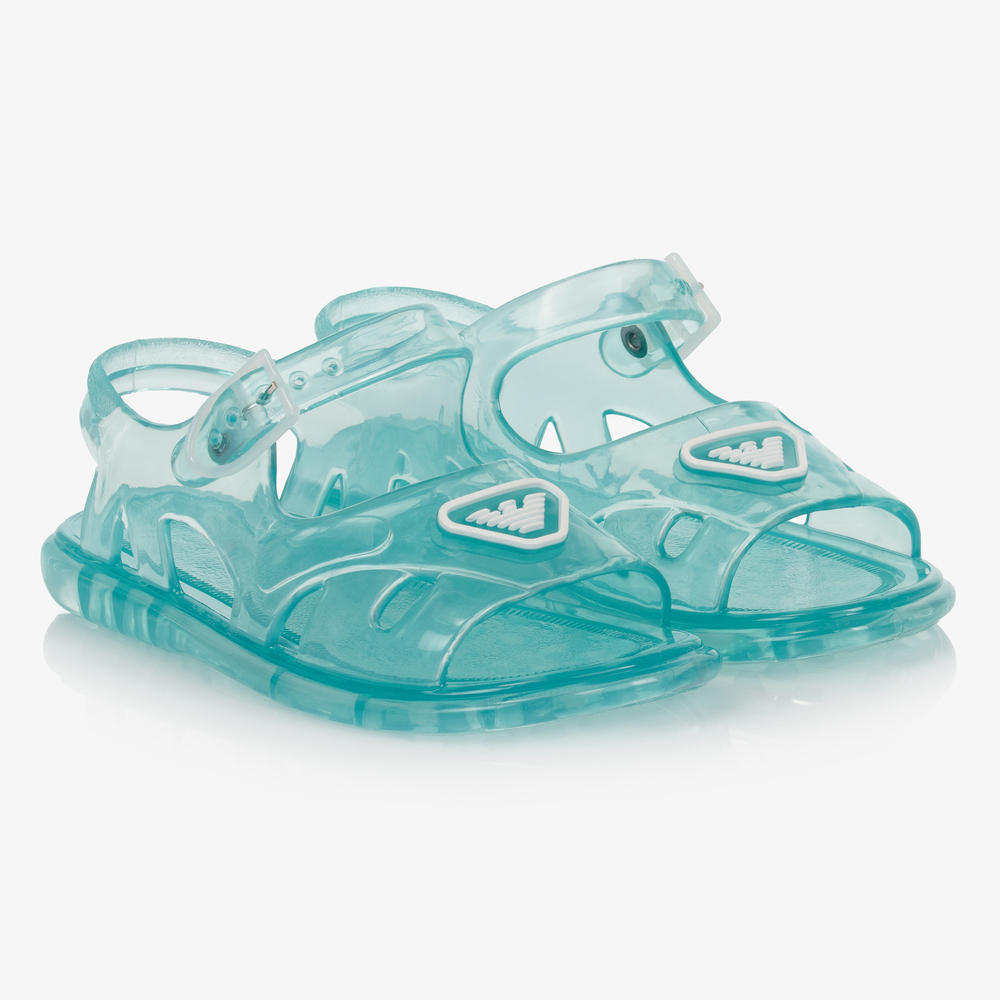 serveerster Junior kiem Emporio Armani - Boys Aqua Blue Jelly Shoes | Childrensalon Outlet