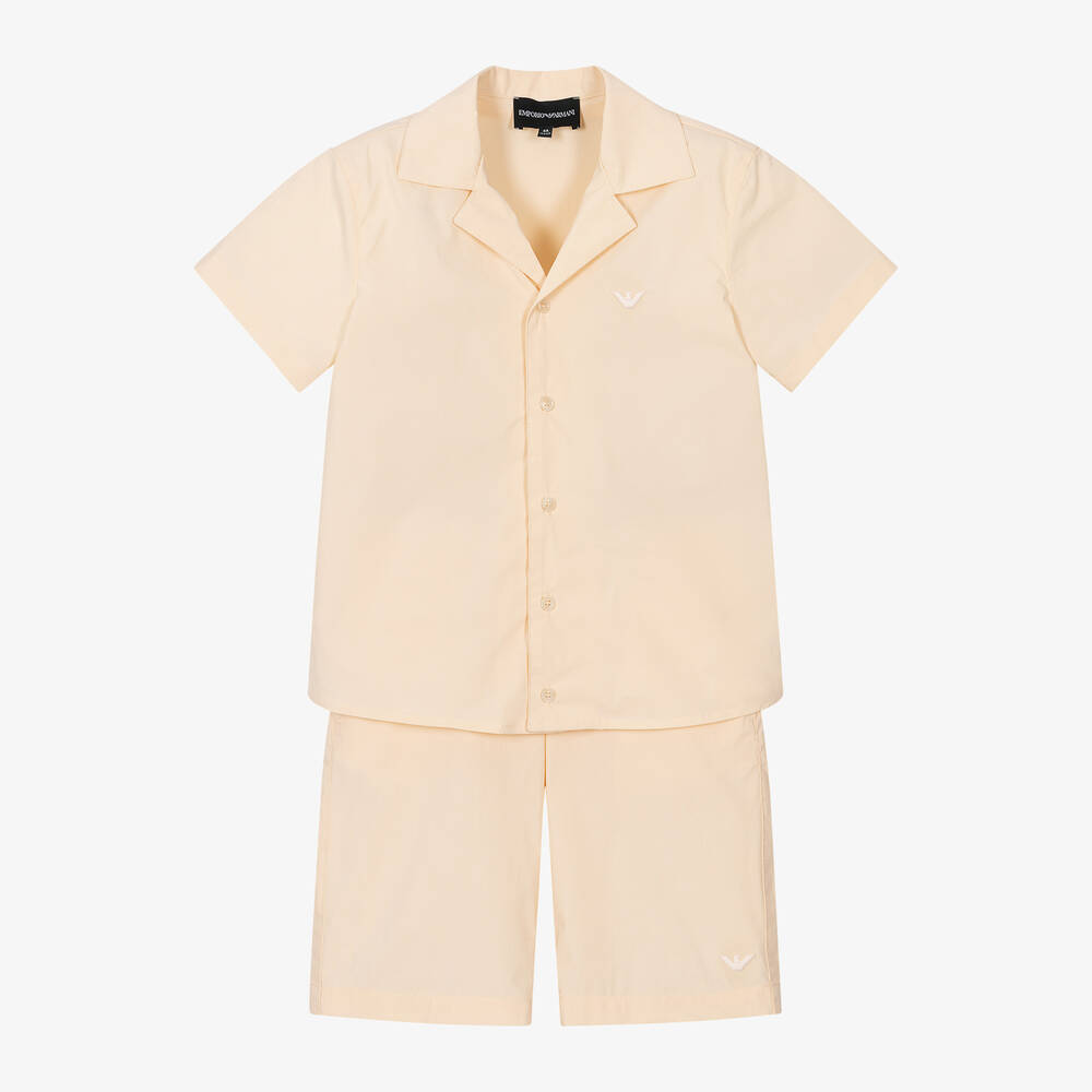 Emporio Armani - Boys Ivory Shirt & Shorts Set | Childrensalon