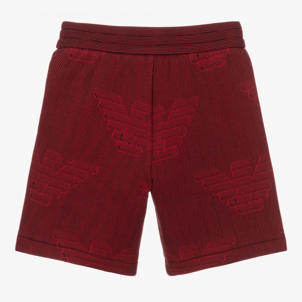 Emporio Armani - Boys Red Logo Shorts | Childrensalon Outlet