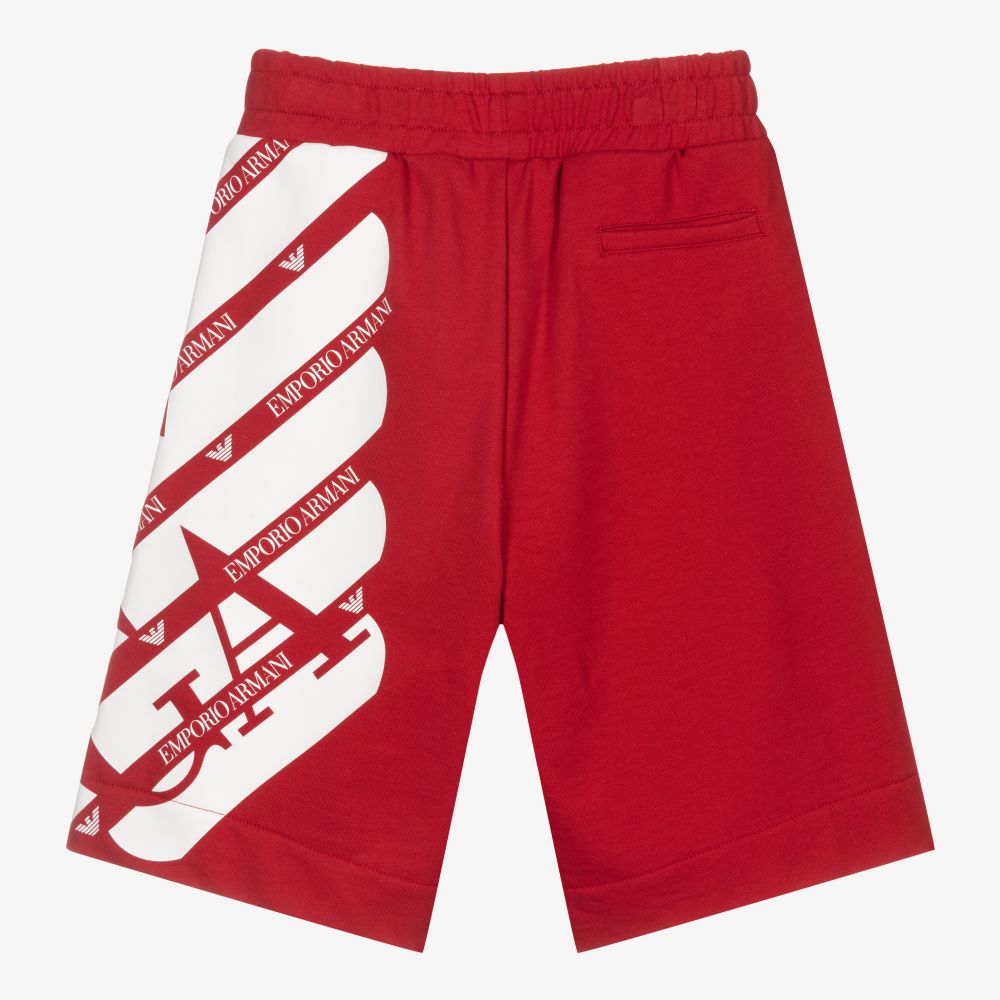 Emporio Armani - Boys Red & White Logo Shorts | Childrensalon Outlet