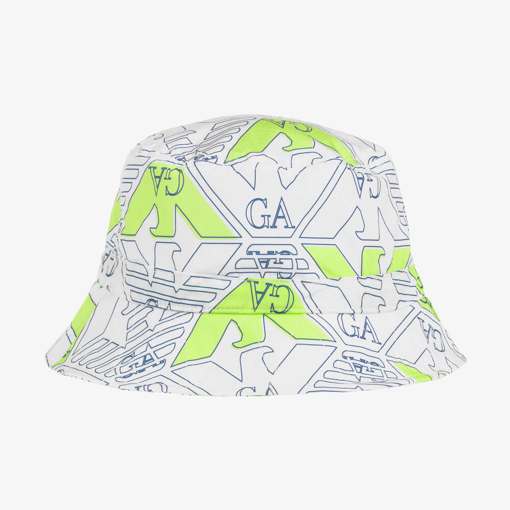 Emporio Armani - Boys White Eagle Print Bucket Hat | Childrensalon