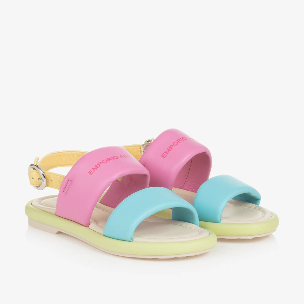 Emporio Armani - Sandales en cuir multicolore fille | Childrensalon