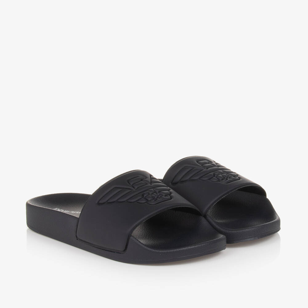 Emporio Armani - Navy Blue Eagle Sliders | Childrensalon