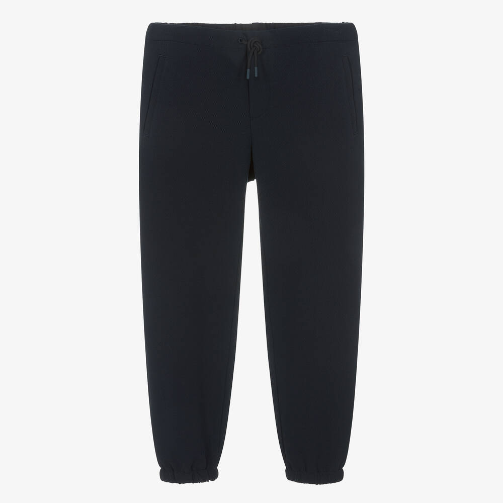 Emporio Armani - Teen Boys Blue Cotton Piqué Joggers | Childrensalon