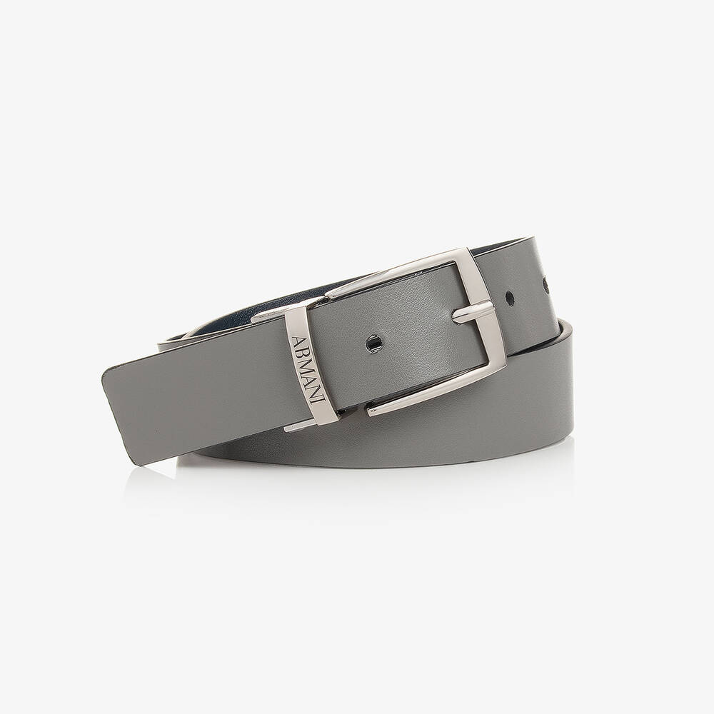 Emporio Armani - Teen Boys Blue & Grey Reversible Leather Belt | Childrensalon