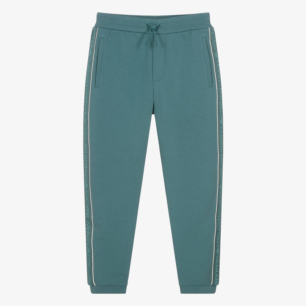 Emporio Armani - Teen Boys Green Logo Tape Joggers | Childrensalon