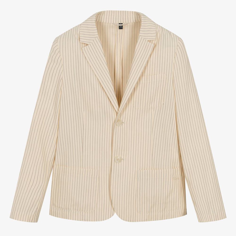 Emporio Armani - Teen Boys Ivory Cotton & Linen Blazer | Childrensalon