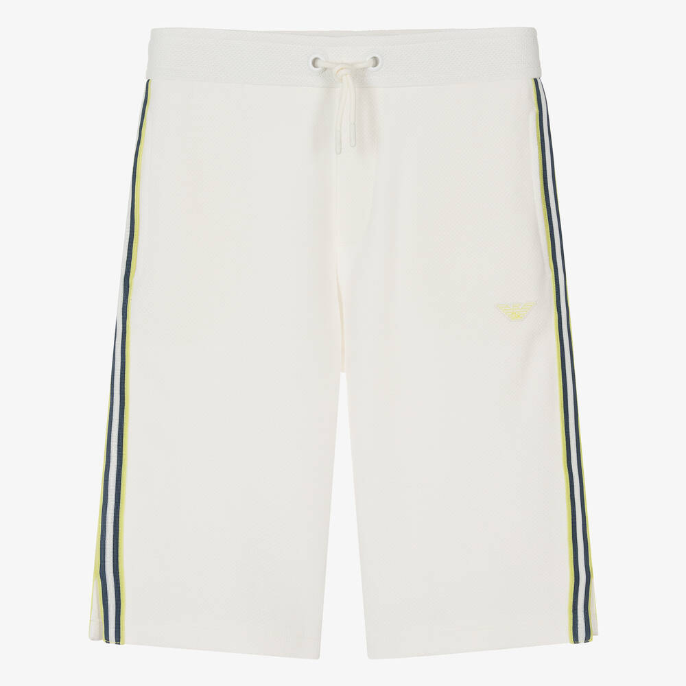 Emporio Armani - Teen Boys Ivory EA Crew Cotton Shorts | Childrensalon