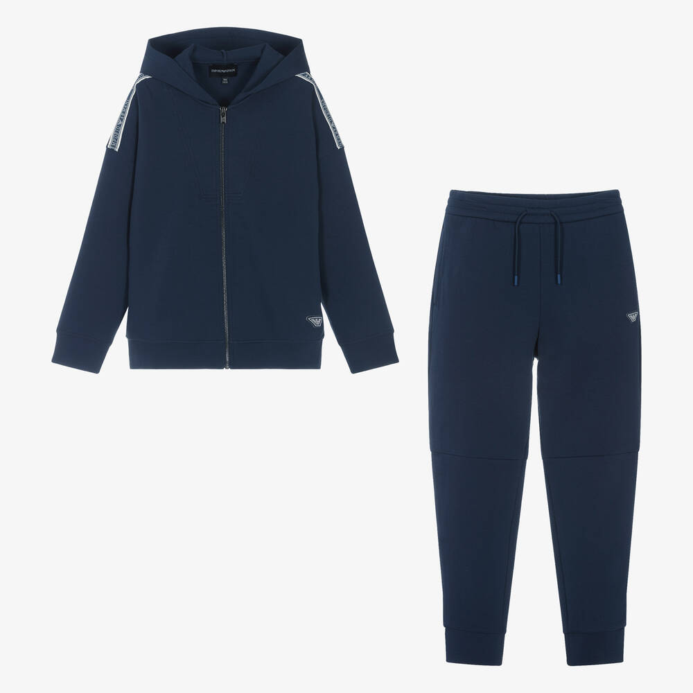 Emporio Armani - Teen Boys Navy Blue Cotton Tracksuit | Childrensalon