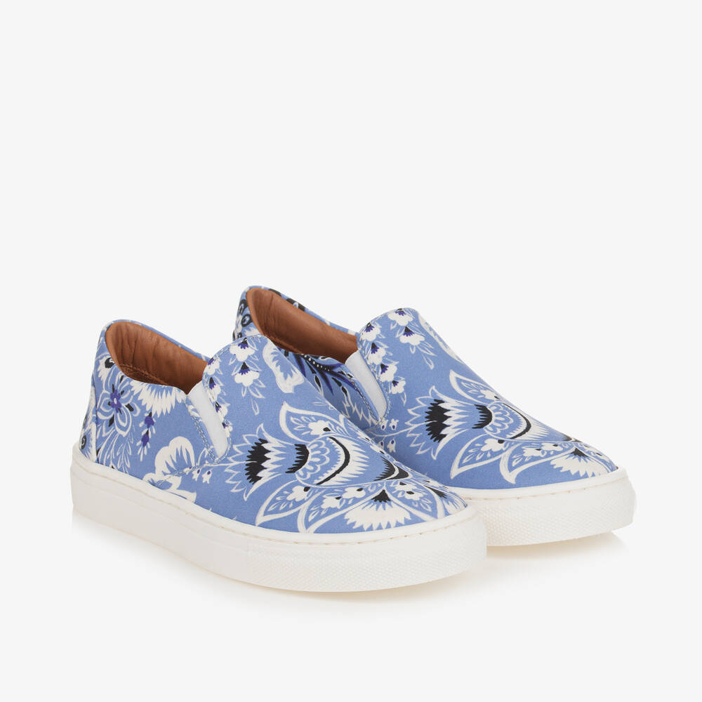 Etro - Blue Floral Paisley Slip-On Trainers | Childrensalon