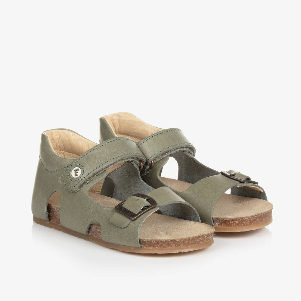 Falcotto by Naturino - Boys Green Leather Sandals | Childrensalon