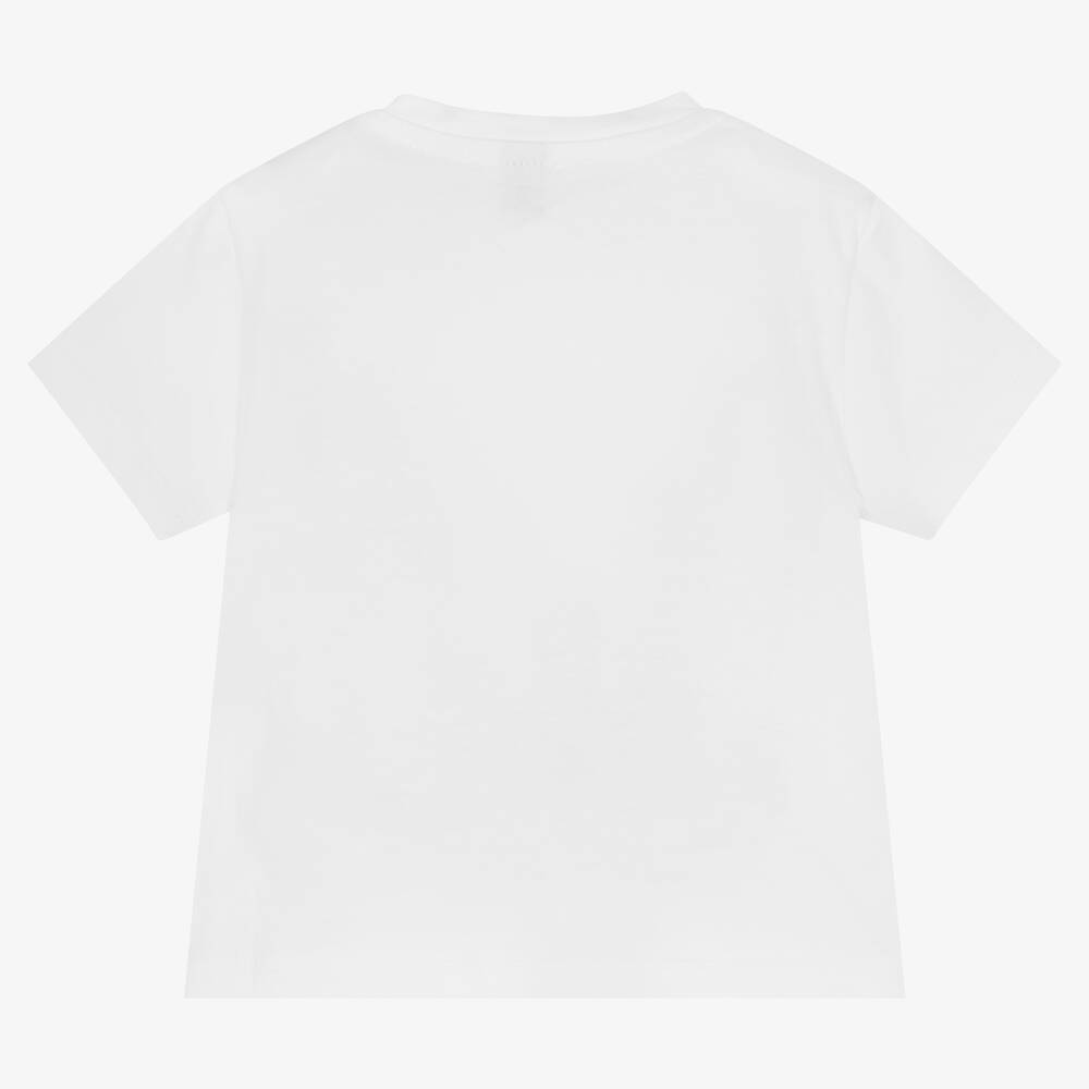 Falcotto by Naturino - Boys White Cotton Logo T-Shirt | Childrensalon ...