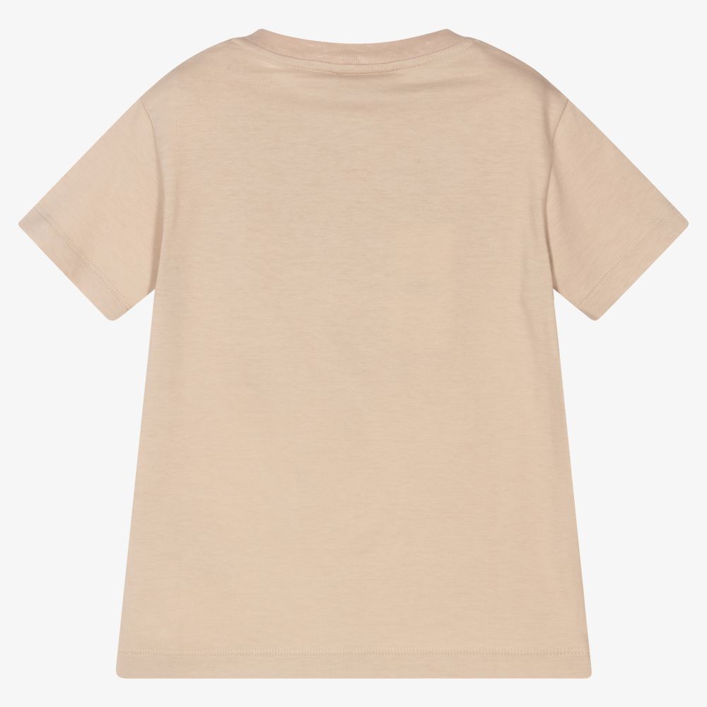 Fendi Beige Cotton Logo T-Shirt
