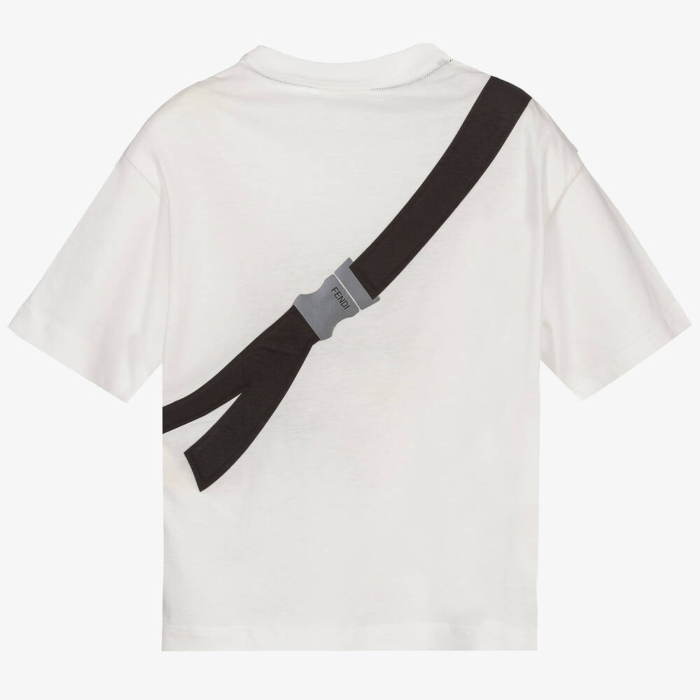 Fendi Boys Ivory FF Belt Bag T-Shirt