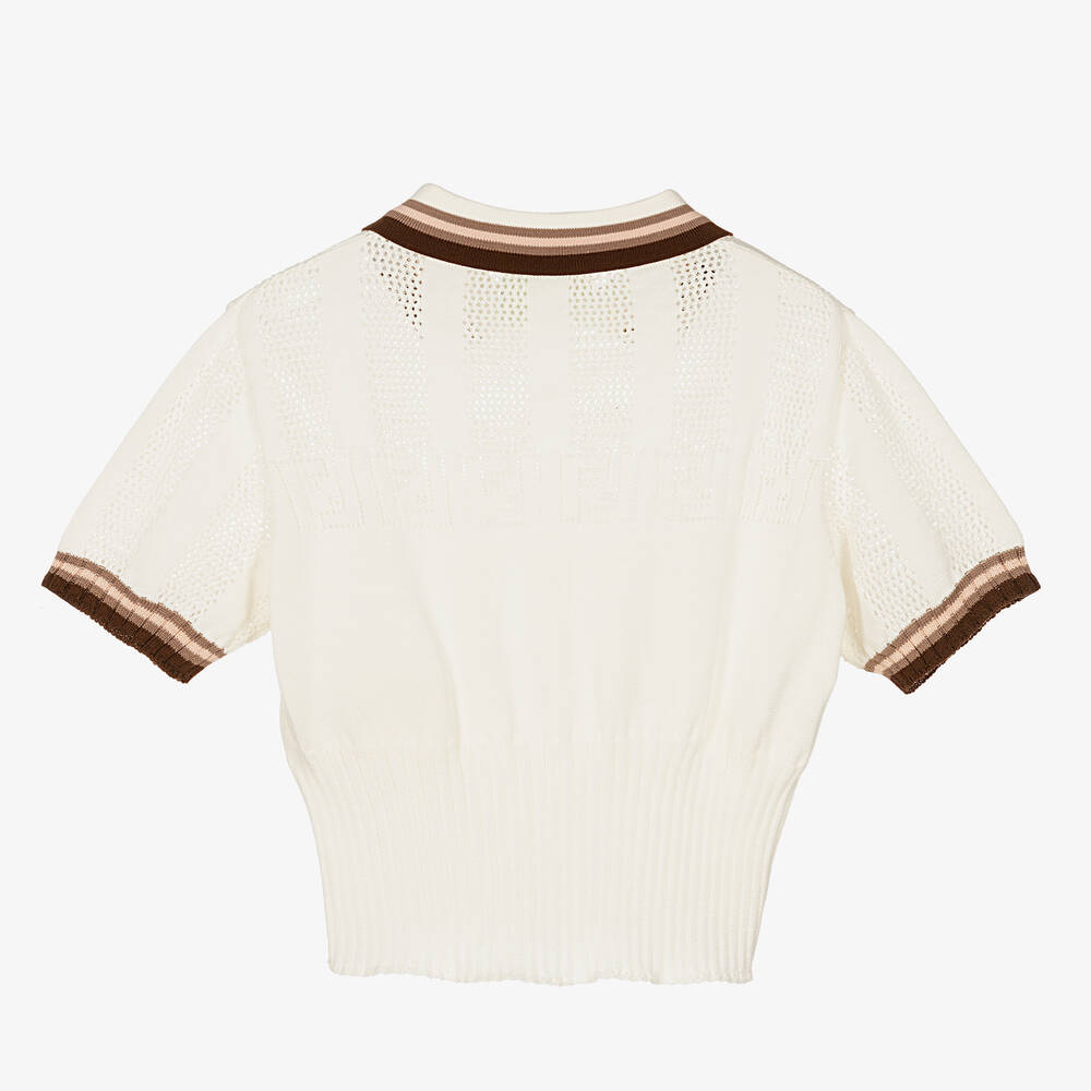 Fendi Girls Ivory Cotton Knit Top Childrensalon Outlet