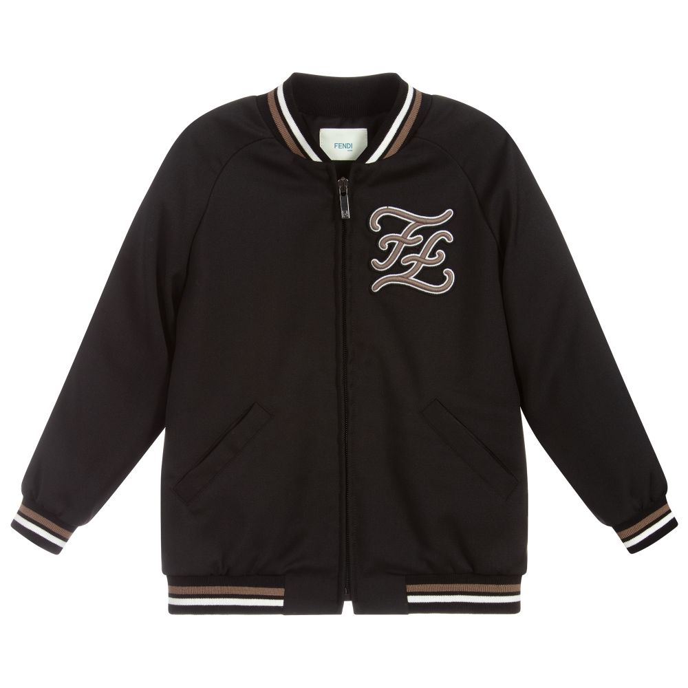 Fendi - Teen Boys Black Logo Jacket | Childrensalon Outlet