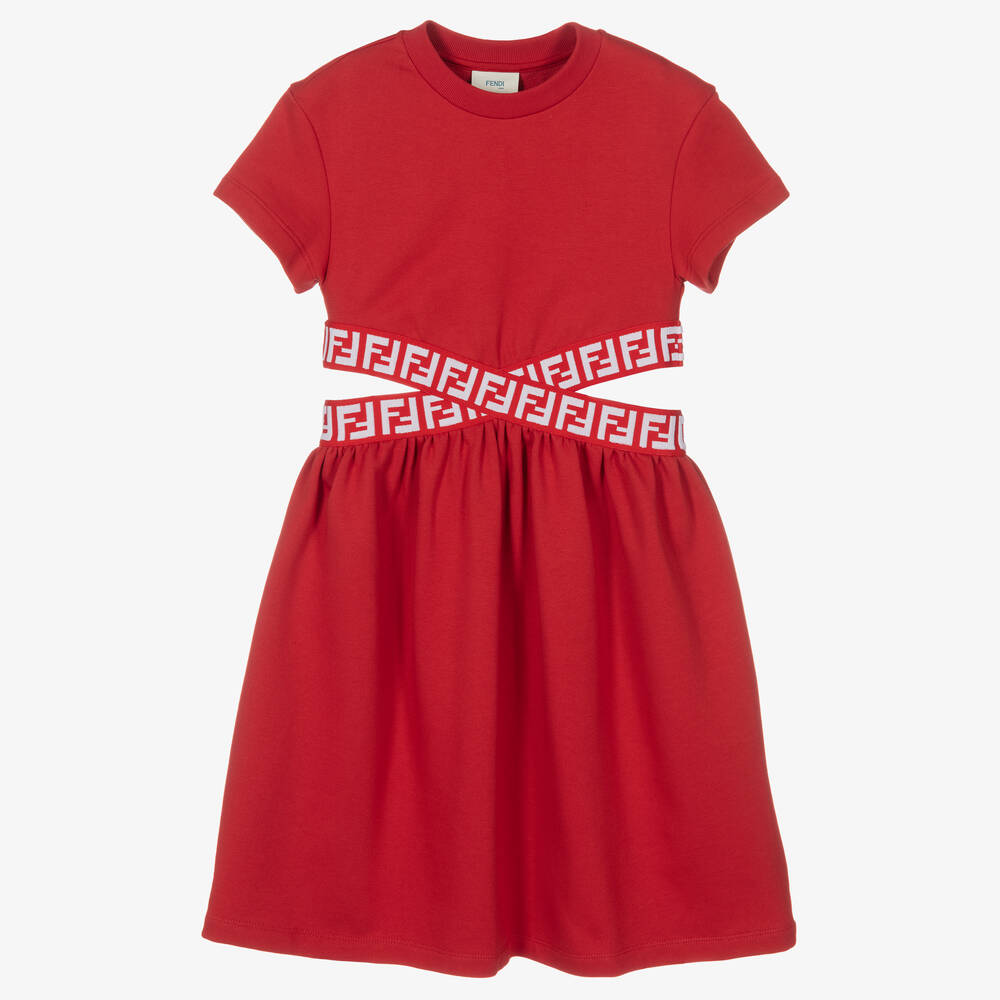 Fendi - Teen Girls Red FF Logo Dress | Childrensalon