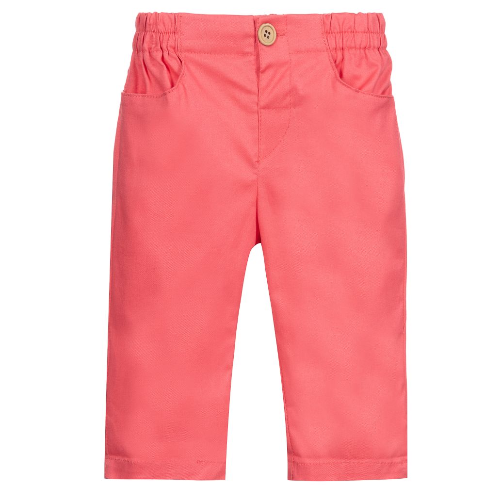 Fina Ejerique - Pink Cotton Baby Trousers | Childrensalon Outlet