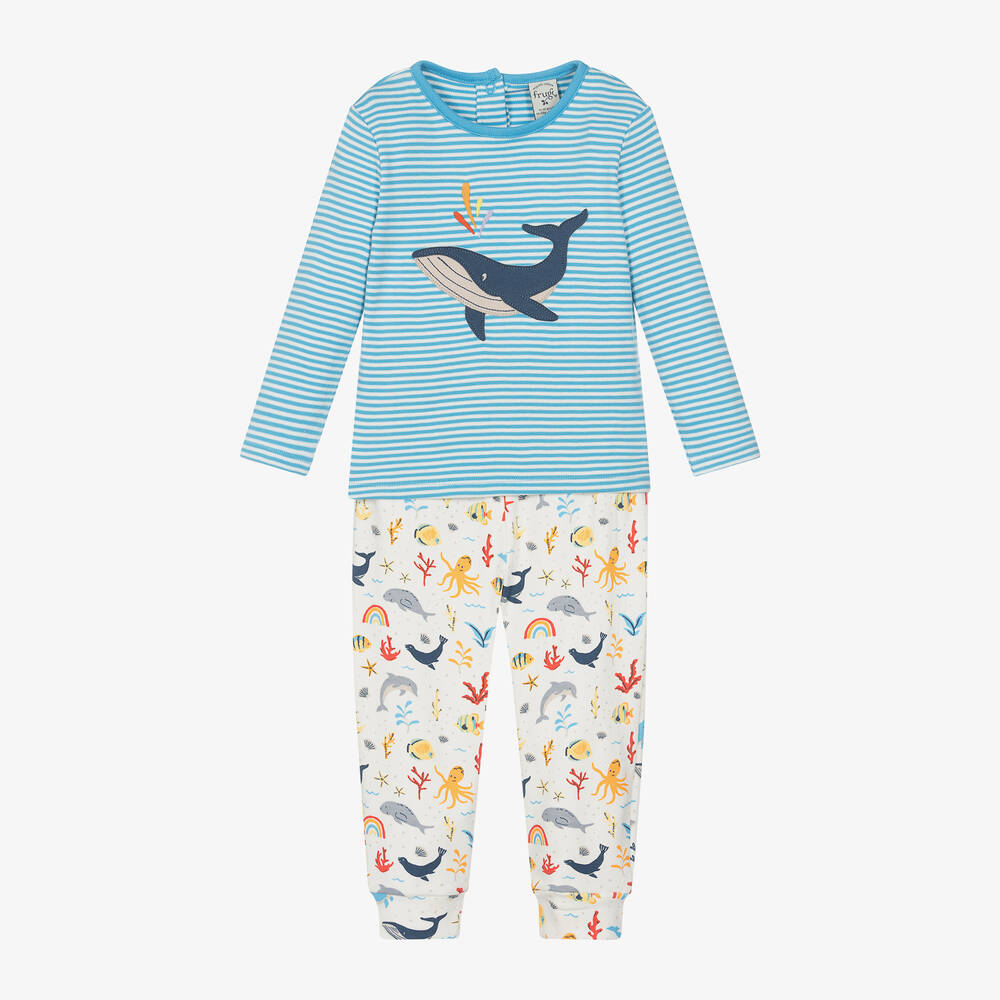 Frugi - Baby Boys Blue Organic Cotton Trouser Set | Childrensalon