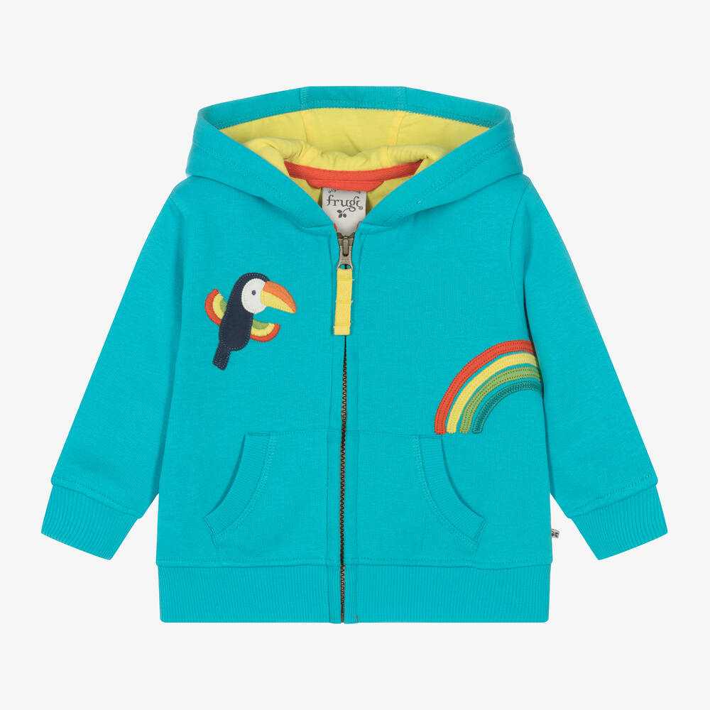 Frugi - Boys Blue Cotton Toucan Zip-Up Top | Childrensalon