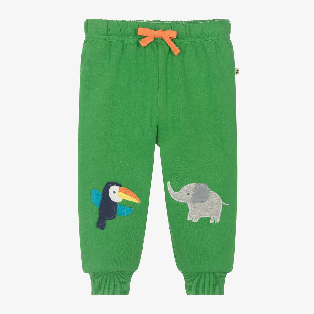 Frugi - Boys Green Organic Cotton Jungle Joggers | Childrensalon