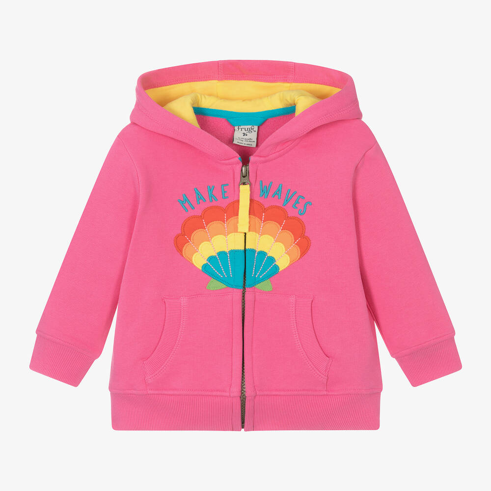 Frugi - Girls Pink Cotton Shell Zip-Up Top | Childrensalon