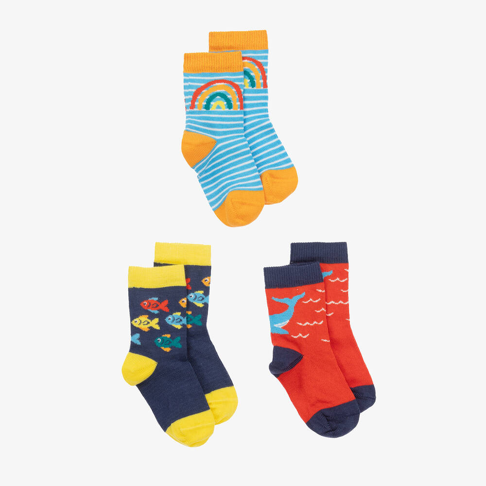 Frugi - Organic Cotton Fish Socks (3 Pack) | Childrensalon