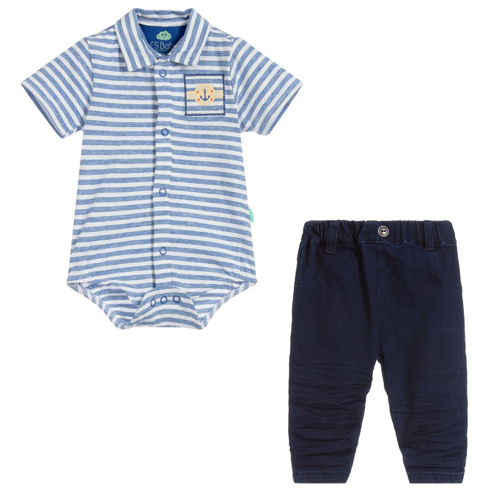FS Baby - Baby Boys Blue Trouser Set | Childrensalon Outlet