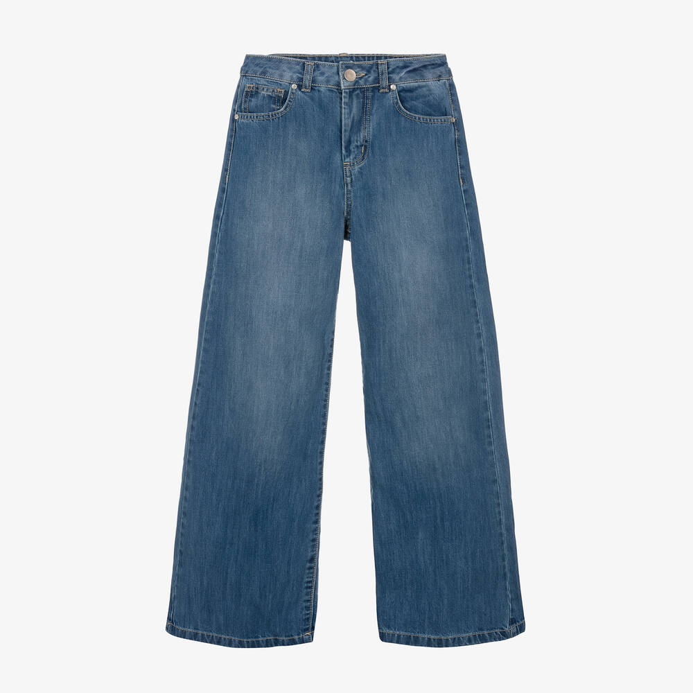 Fun & Fun - Girls Blue Denim Wide-Leg Jeans | Childrensalon