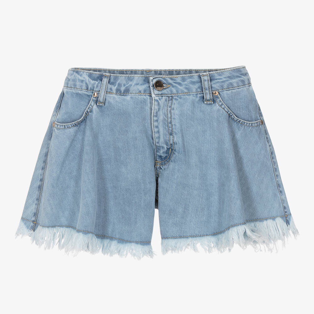 Fun & Fun - Girls Blue Frayed Denim Shorts | Childrensalon