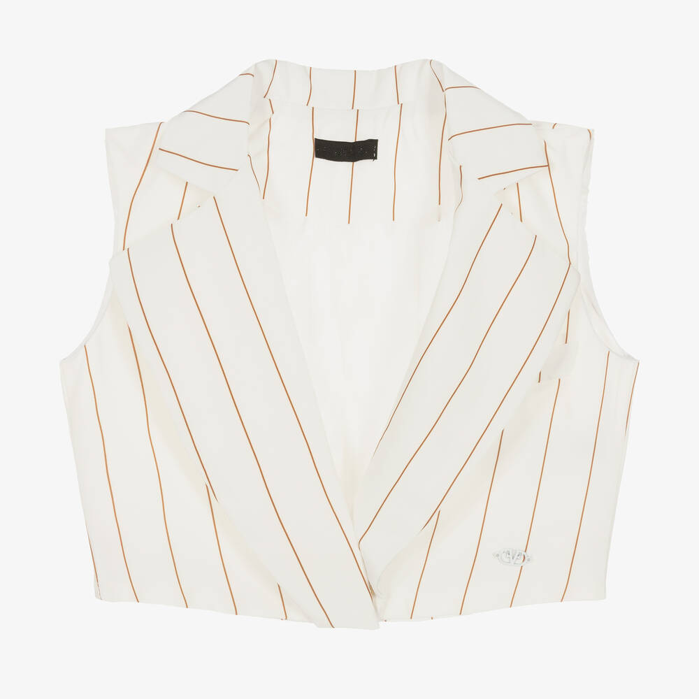 Fun & Fun - Girls Ivory Pinstripe Waistcoat | Childrensalon