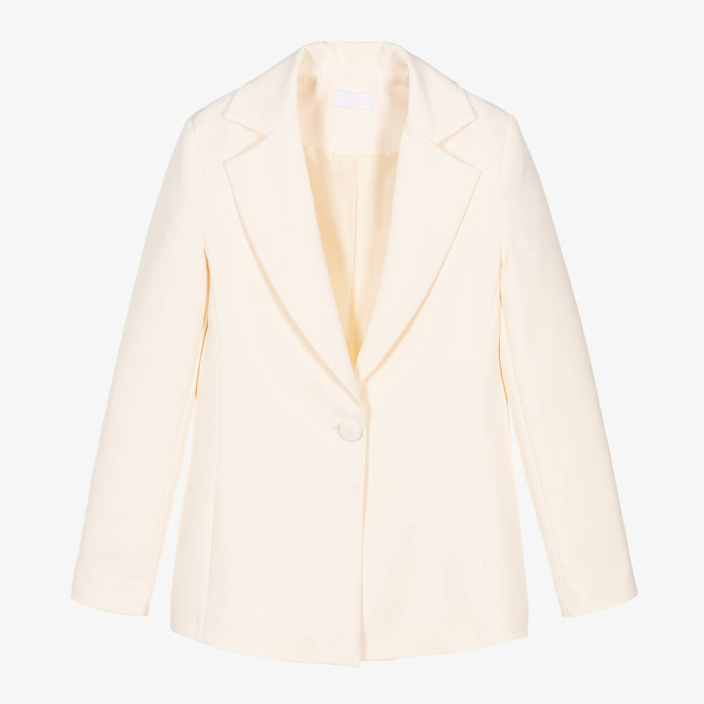 Fun & Fun - Girls Ivory Tailored Twill Blazer | Childrensalon