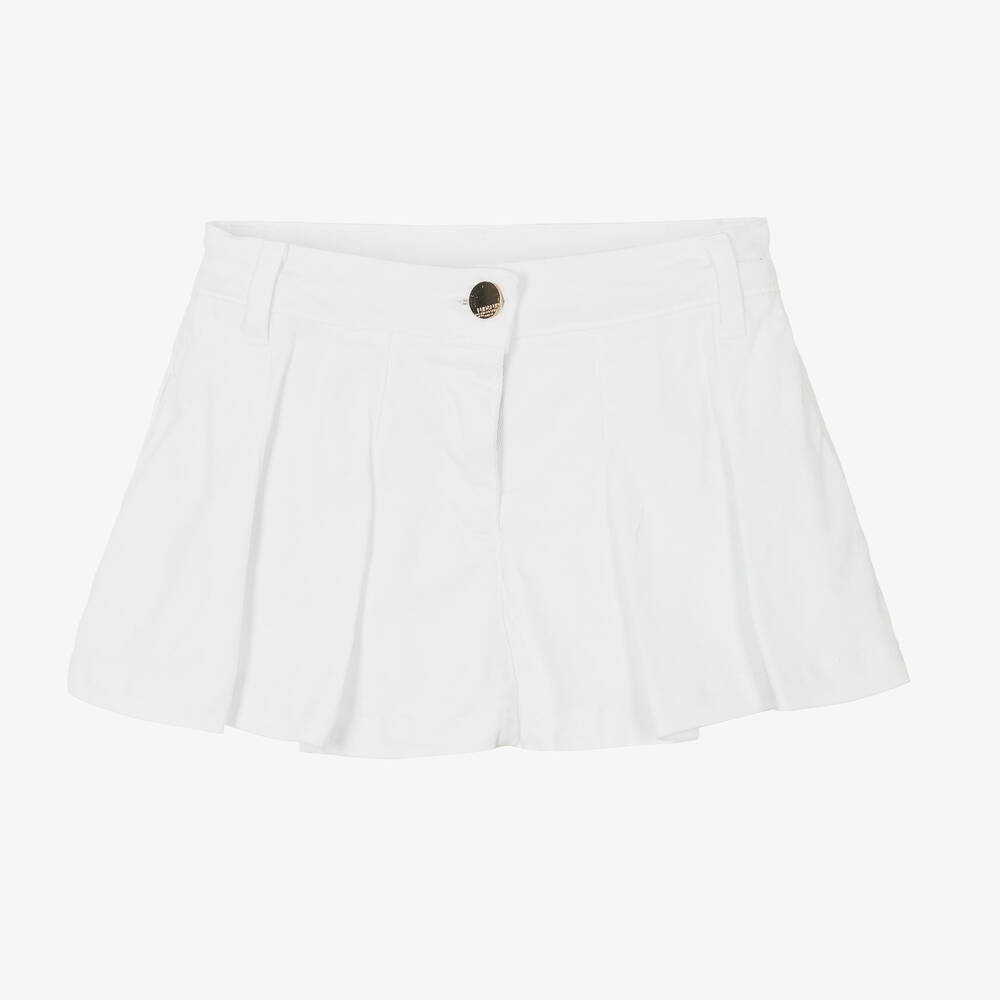 Fun & Fun - Girls White Pleated Denim Skort | Childrensalon