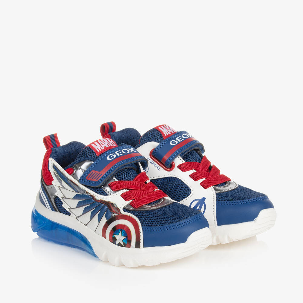 Geox - Boys Blue Light-Up Marvel Trainers | Childrensalon