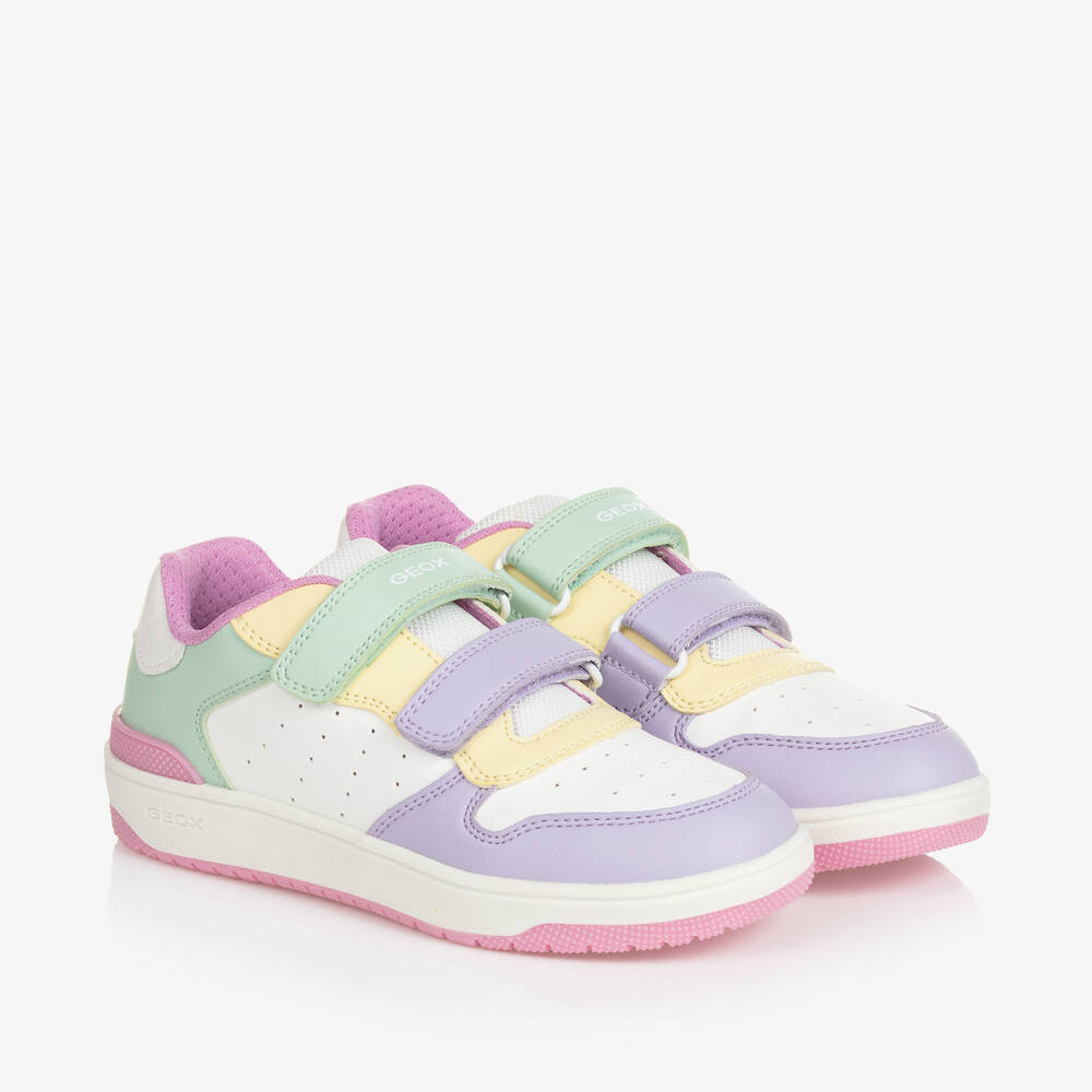 Geox - Baskets blanches en simili cuir fille | Childrensalon