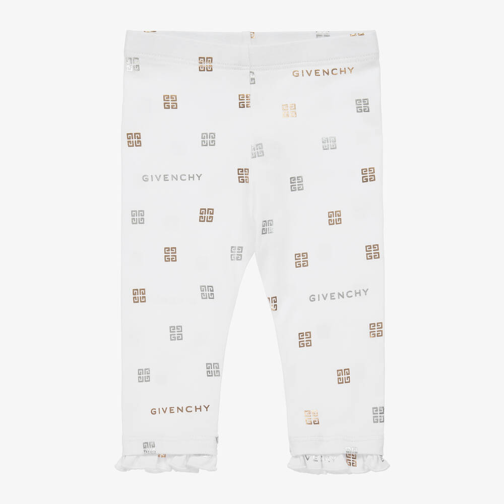 Givenchy - Baby Girls White Cotton 4G Leggings | Childrensalon